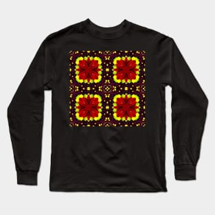 Red Yellow Chrysanthemum Pattern Number 21 Long Sleeve T-Shirt